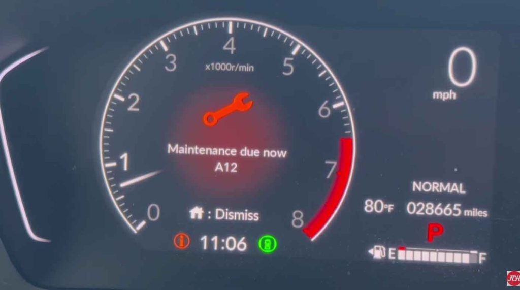 Acura A12 Maintenance Code